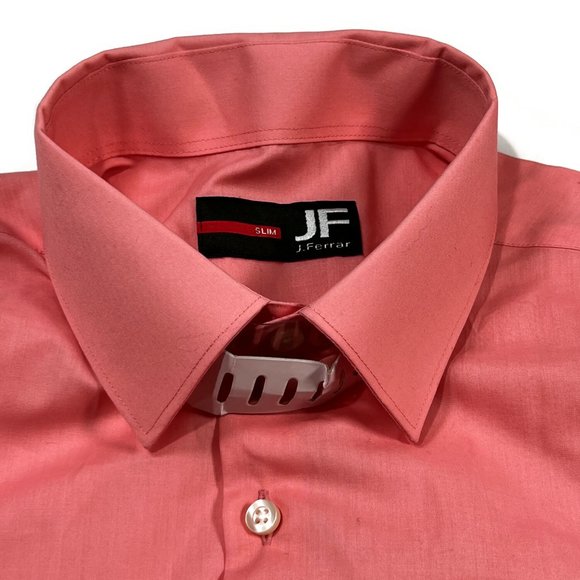 J Ferrar Slim Fit Mens Button Up Long Sleeve Dress Shirt & Tie Medium New Pink - Picture 3 of 14